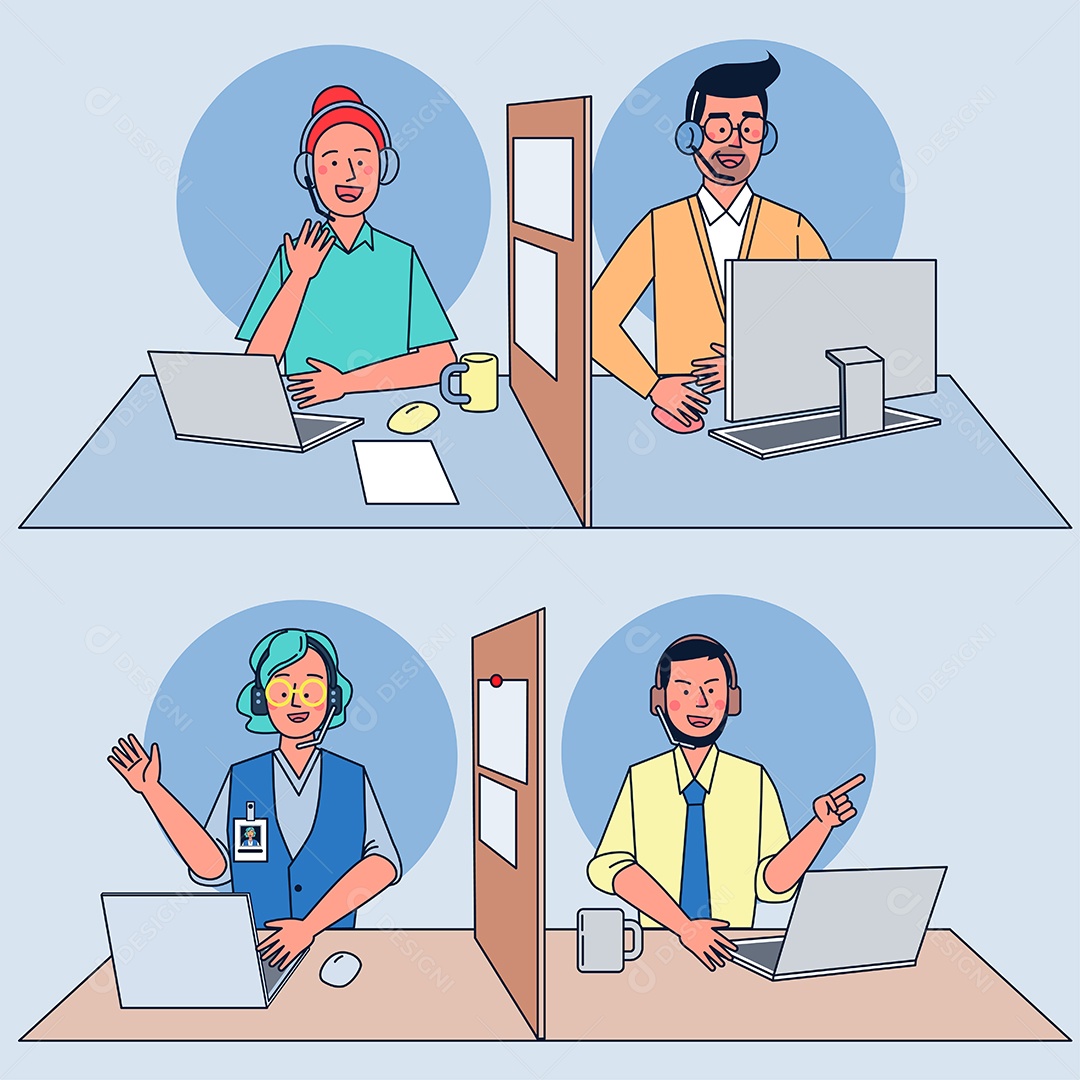 Serviços de Call Center Ilustração Vetor EPS
