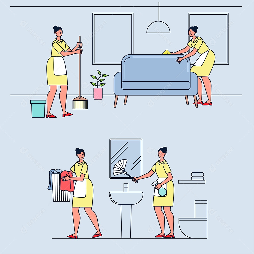 Empregada Domestica Ilustração Vetor EPS