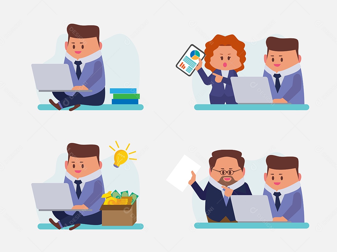 Conjunto de Empresários Ilustração Vetor EPS