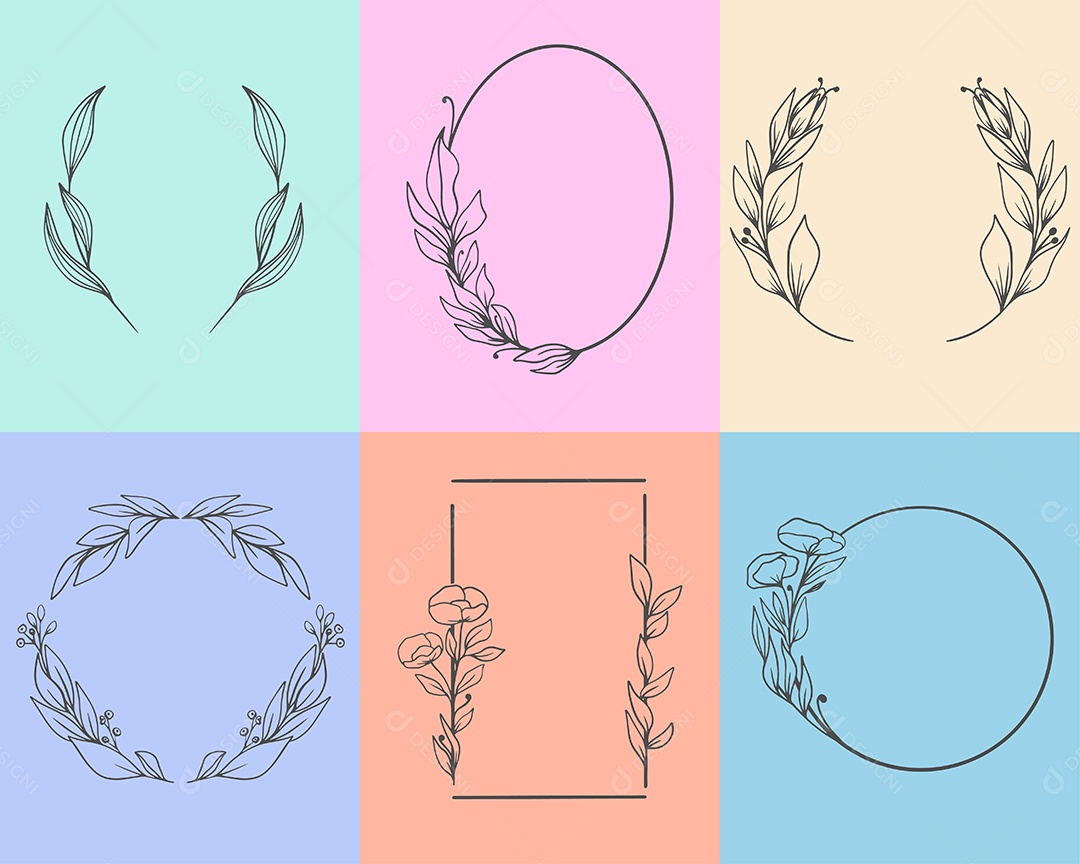 Conjunto de Molduras Elegantes Ilustração Vetor EPS