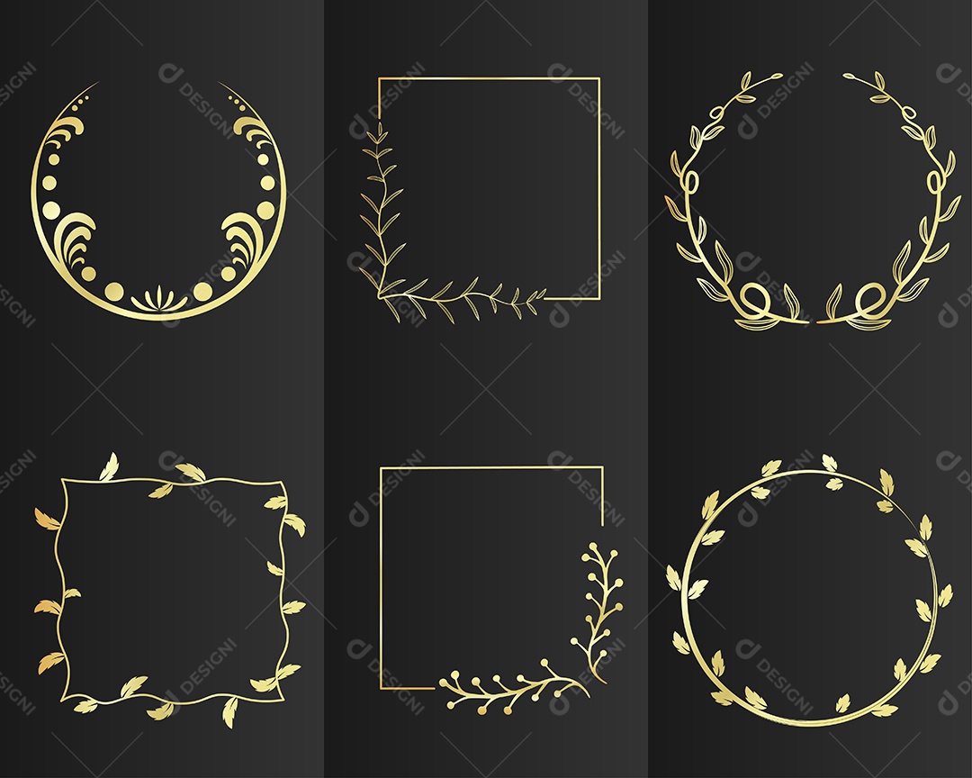 Conjunto de Molduras Elegantes Ilustração Vetor EPS