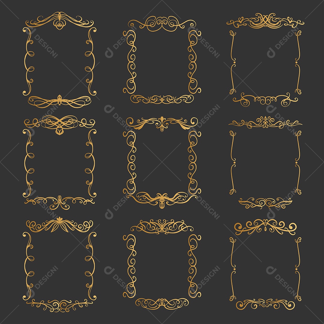 Conjunto de Molduras Elegantes Ilustração Vetor EPS