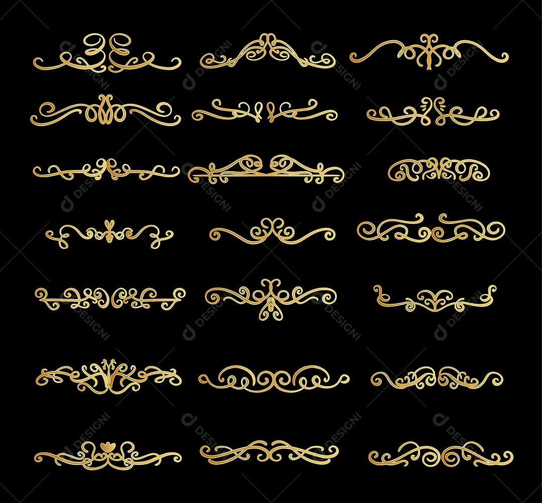 Conjunto de Bordas Elegantes Ilustração Vetor EPS