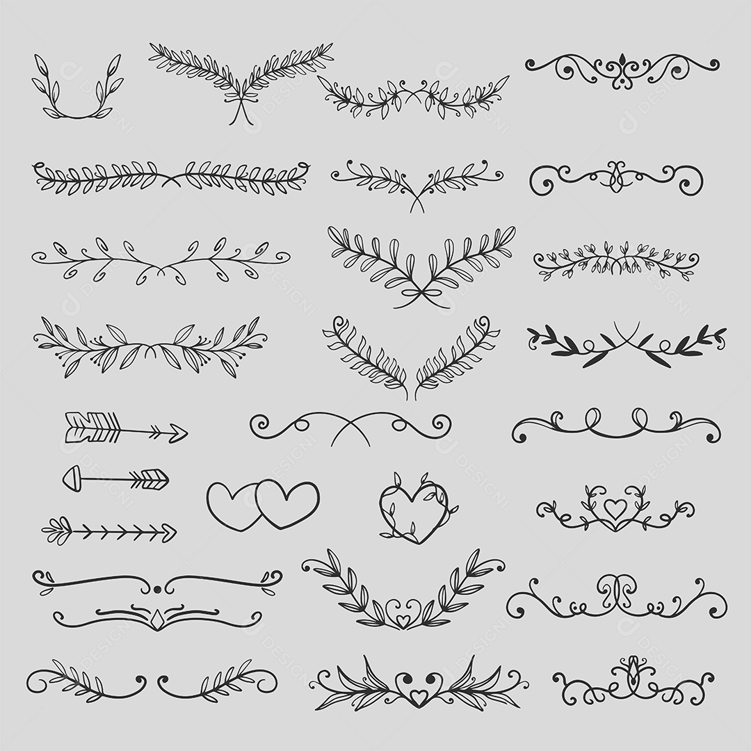 Conjunto de Bordas Elegantes Ilustração Vetor EPS
