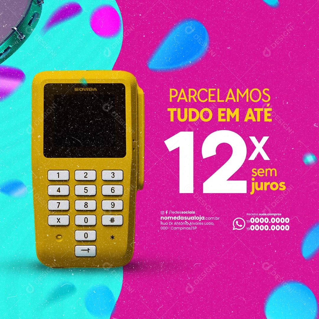 Loja de Eletrodomésticos Carnaval Parcelamos Tudo Em Até 12x sem juros Social Media PSD Editável