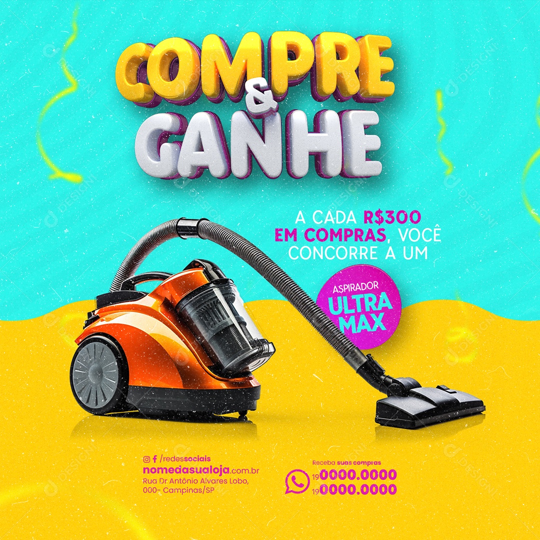 Loja de Eletrodomésticos Carnaval Compre & Ganhe Aspirador Ultra Max Social Media PSD Editável
