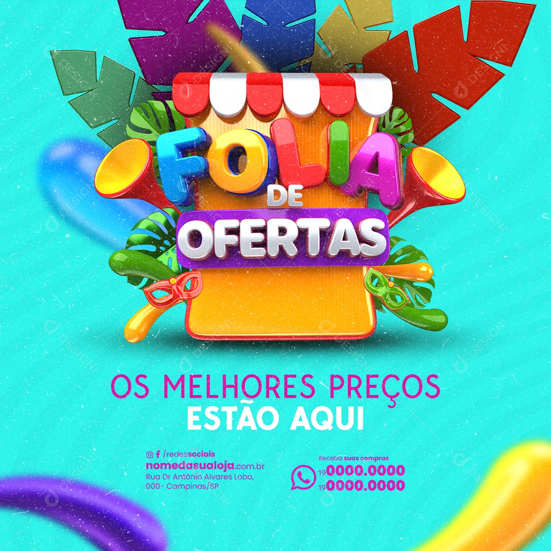 Loja de Eletrodomésticos Carnaval Folia De Ofertas Os Melhores Preços Social Media PSD Editável