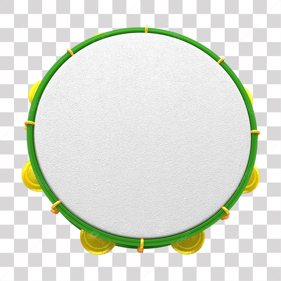 Pandeiro Elemento 3D de Mega Sorteio Carnaval para Composição PNG Transparente
