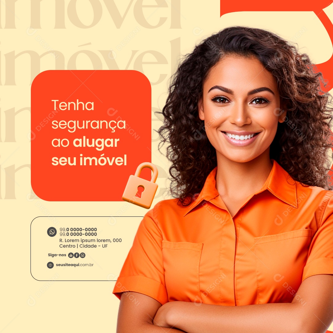 Imobiliária Tenha segurança ao alugar seu imóvel Social Media PSD Editável