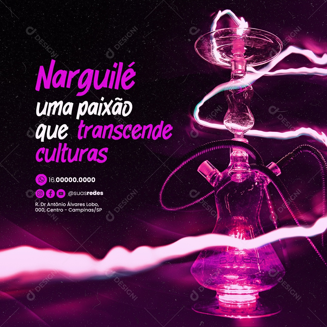 Tabacaria Narguilé uma paixão que transcende culturas Social Media PSD Editável