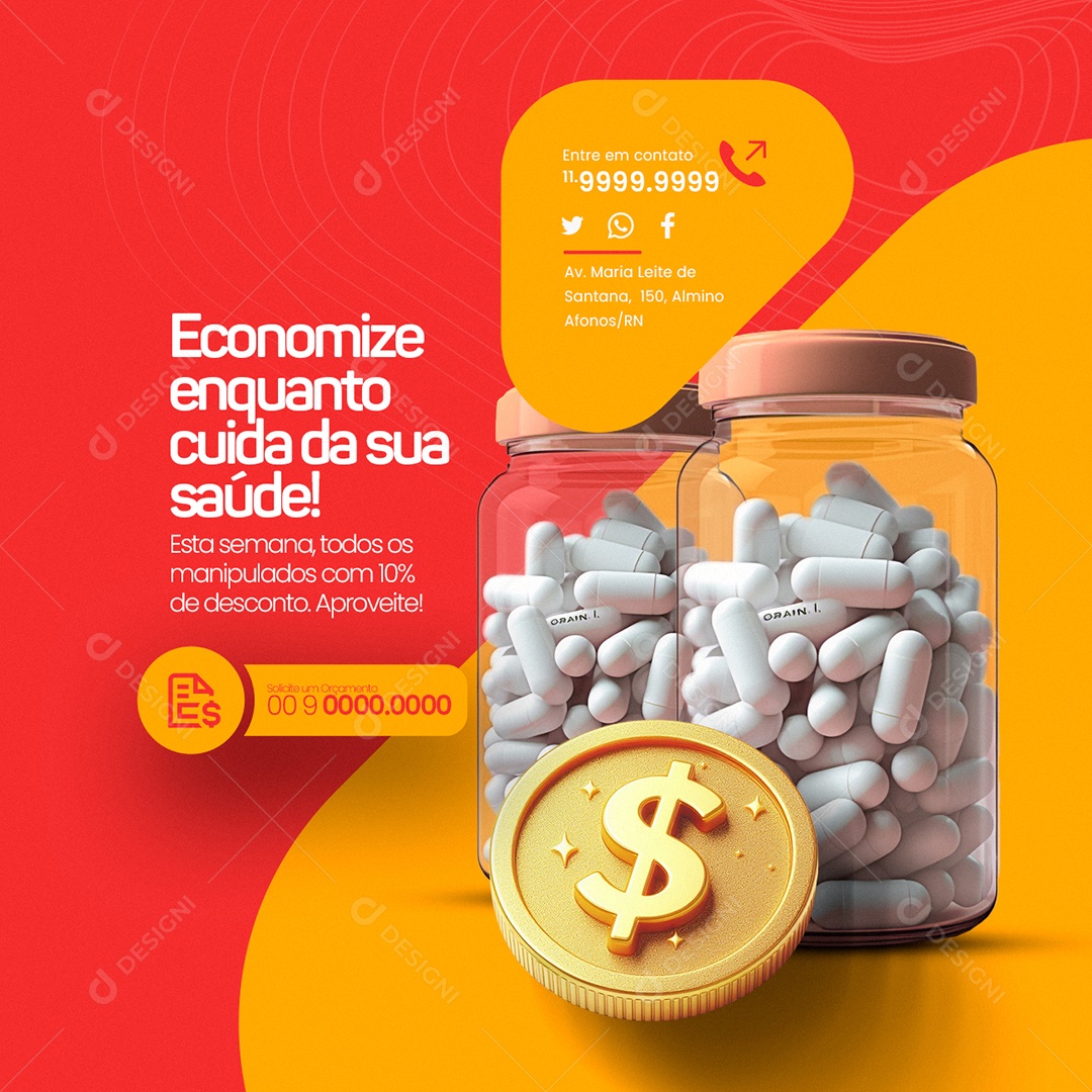 Manipulated Pharmacy Save while taking care of your health Editable Social Media PSD