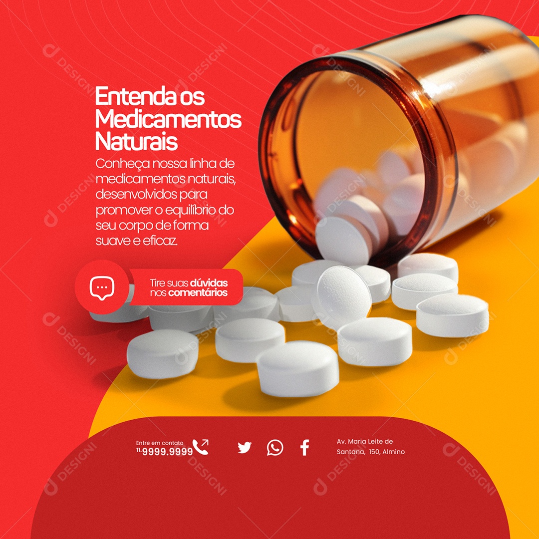 Farmácia Manipulados Entenda os Medicamentos Naturais Social Media PSD Editável