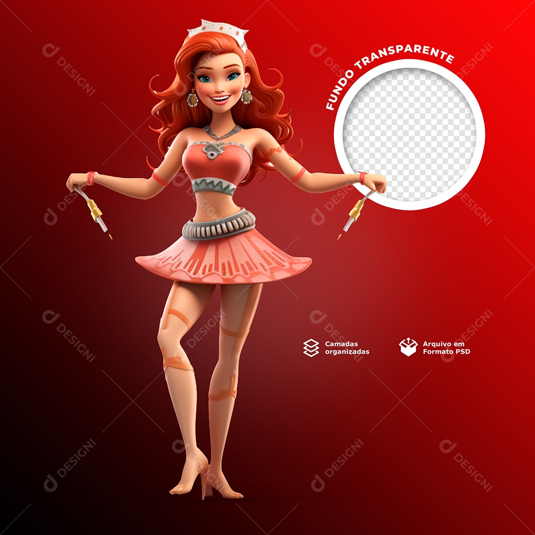 Personagem 3D Dançarina De Carnaval PSD