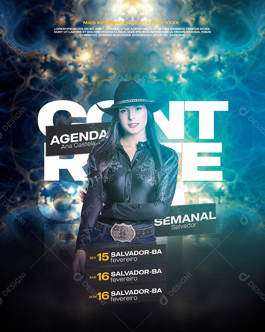 Social Media Feed Flyer Agenda Semanal Ana Castela PSD Editável
