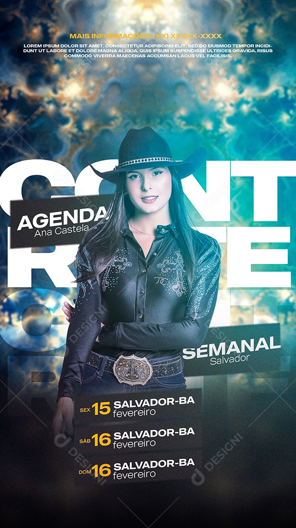 Social Media Story Flyer Agenda Semanal Ana Castela PSD Editável
