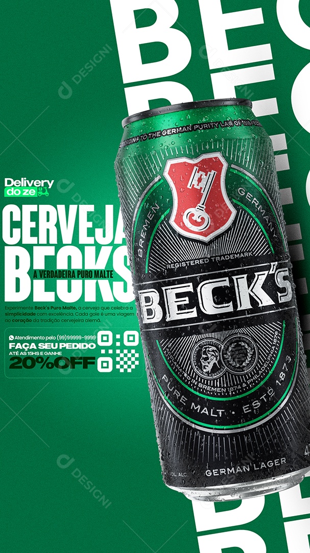 Social Media Story Distribuidora Cerveja Becks a Verdadeira Puro Malte PSD Editável