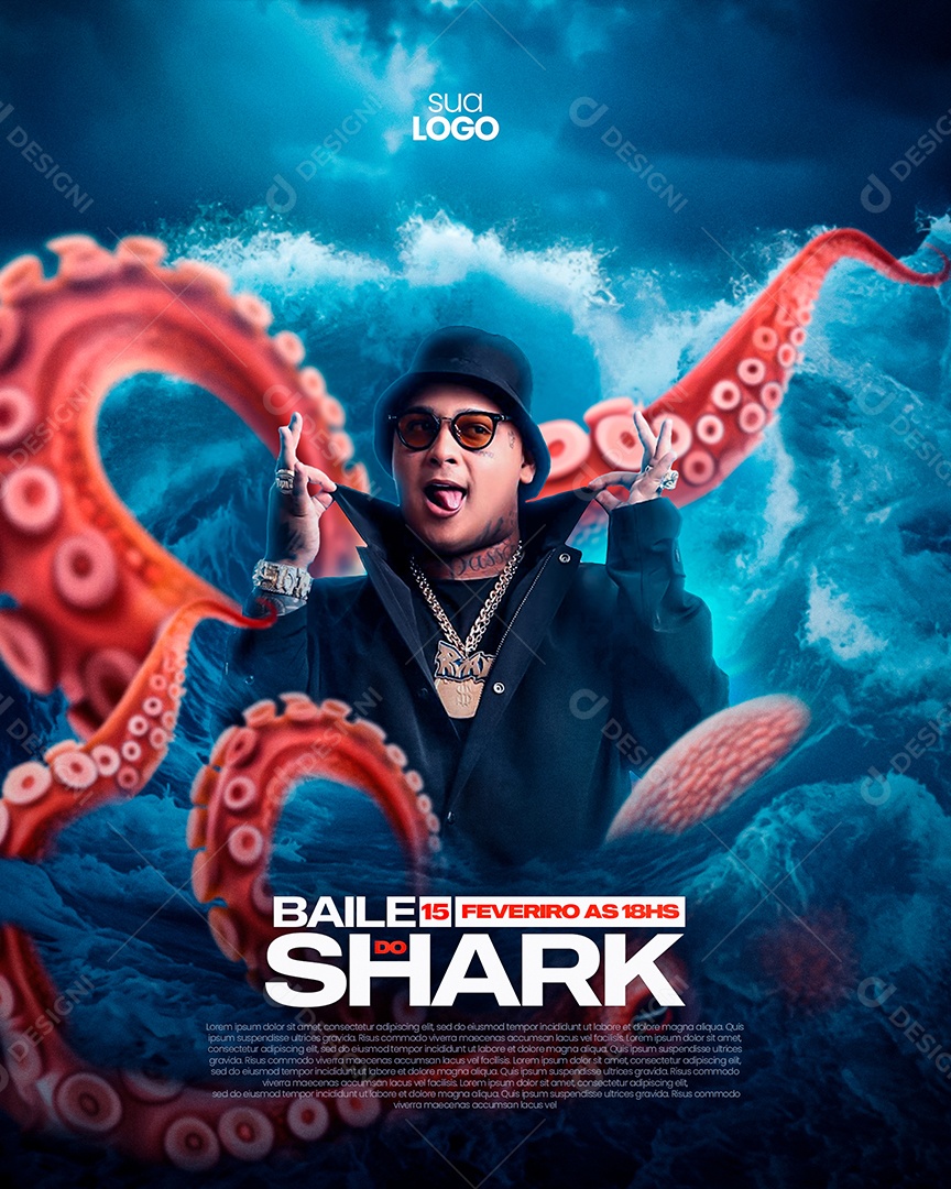 Social Media Flyer Story Baile Do Shark PSD Editável