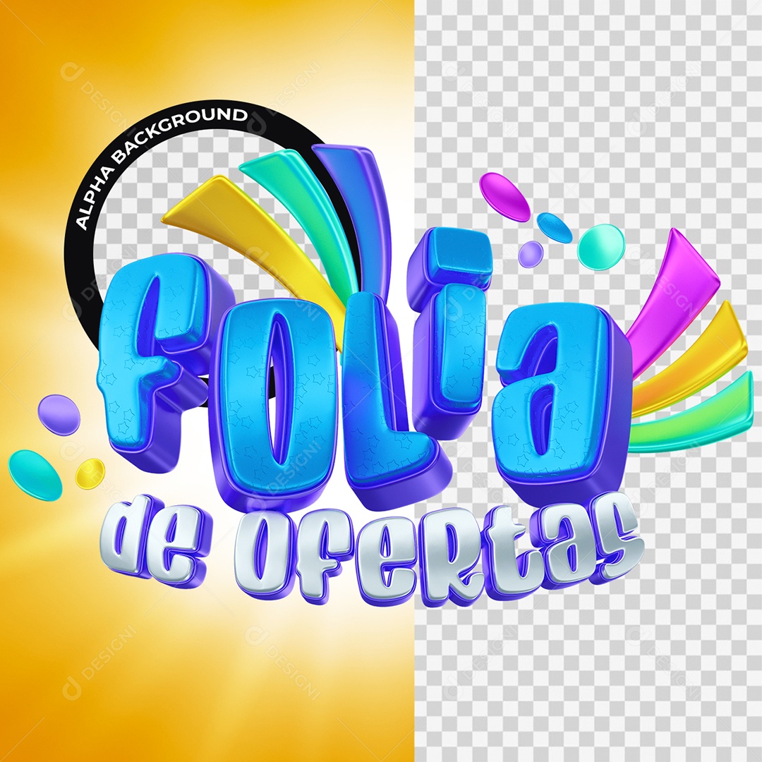 Selo 3D Folia de Ofertas Colorido para Composição PSD