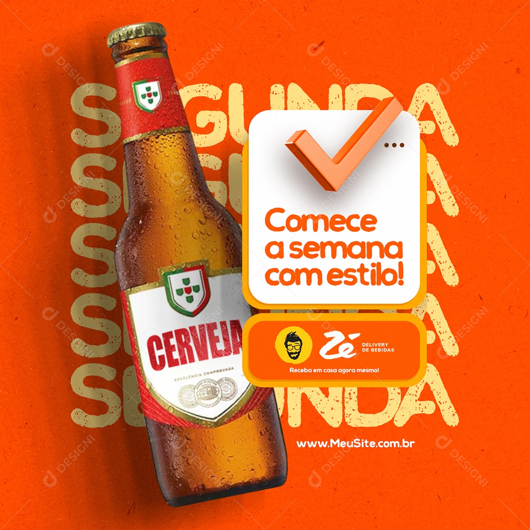 Distribuidora de Bebidas Cerveja Delivery Segunda Comece a semana Social Media PSD Editável
