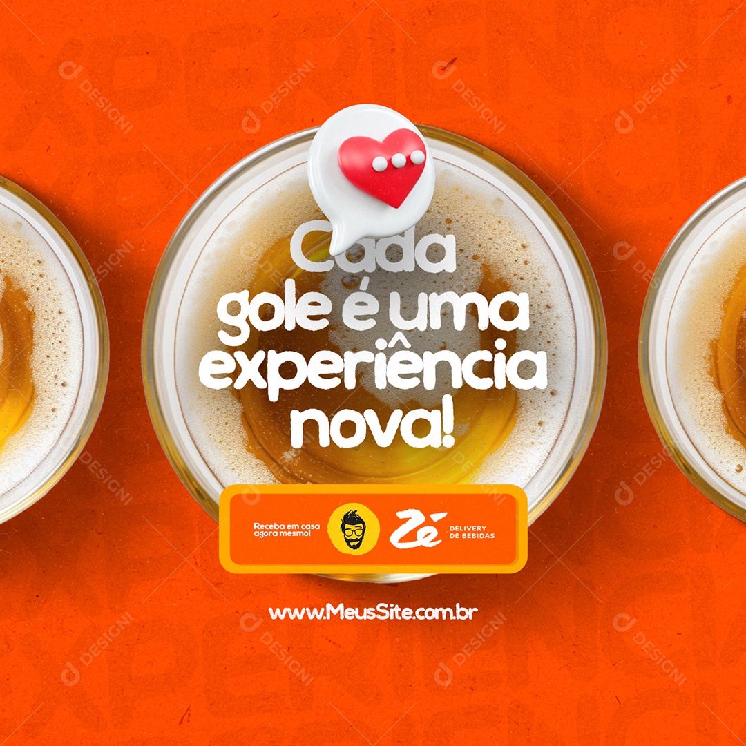Distribuidora de Bebidas Cerveja Delivery Cada gole é uma experiência Social Media PSD Editável