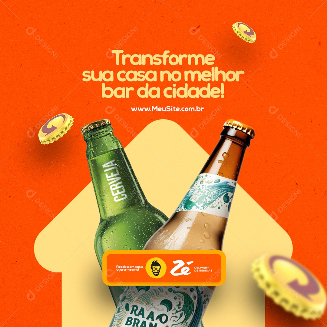 Distribuidora de Bebidas Cerveja Delivery Transforme sua casa no melhor Social Media PSD Editável