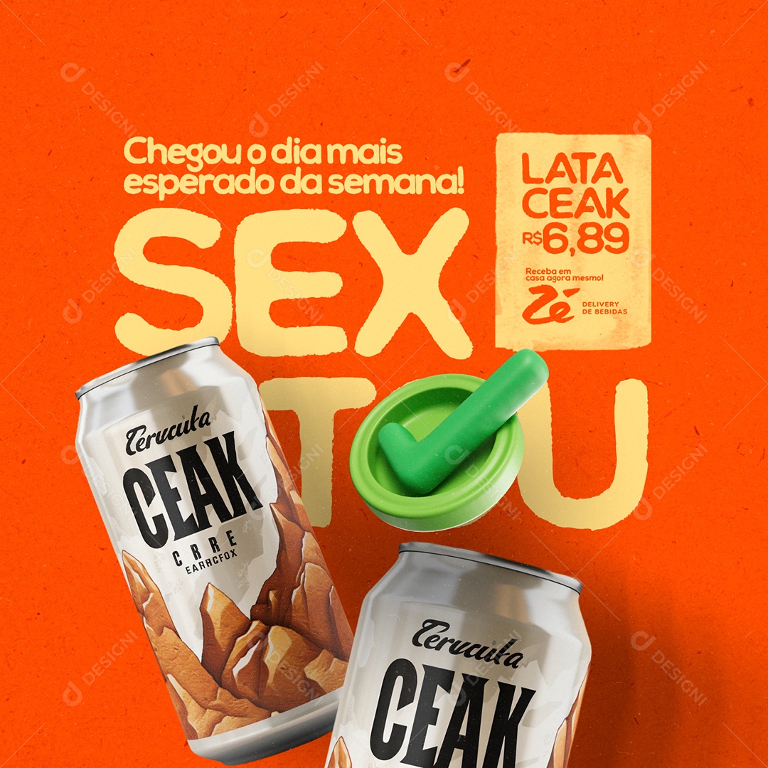 Distribuidora de Bebidas Cerveja Delivery Lata Ceak Sextou Social Media PSD Editável