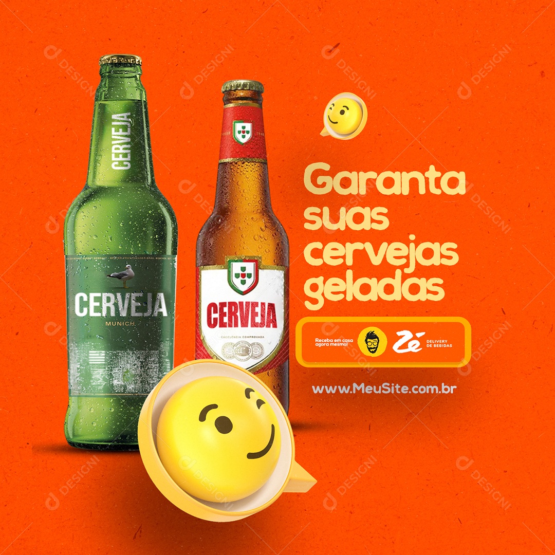 Distribuidora de Bebidas Cerveja Delivery Garanta suas cervejas geladas Social Media PSD Editável