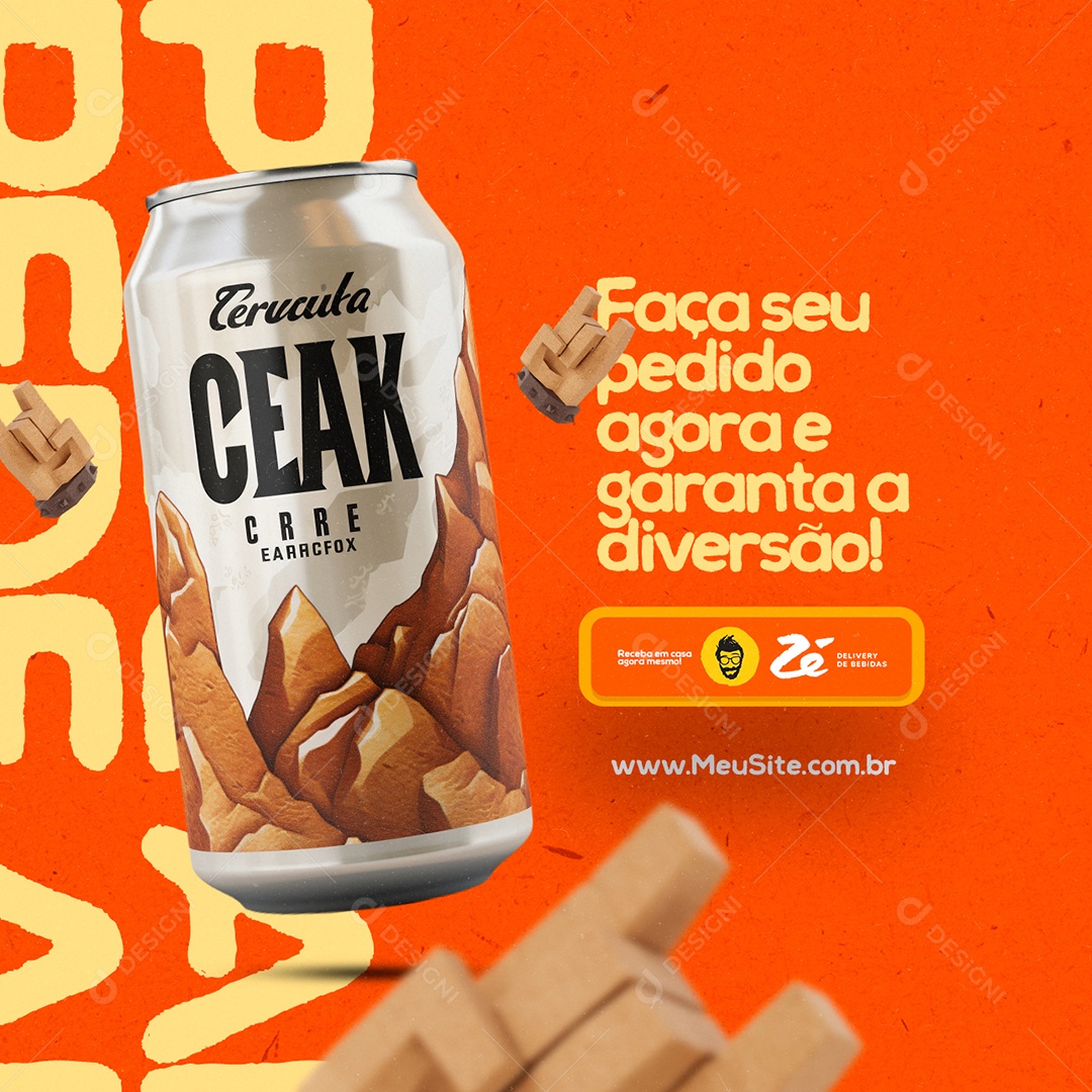 Distribuidora de Bebidas Cerveja Delivery Faça seu pedido agora Social Media PSD Editável