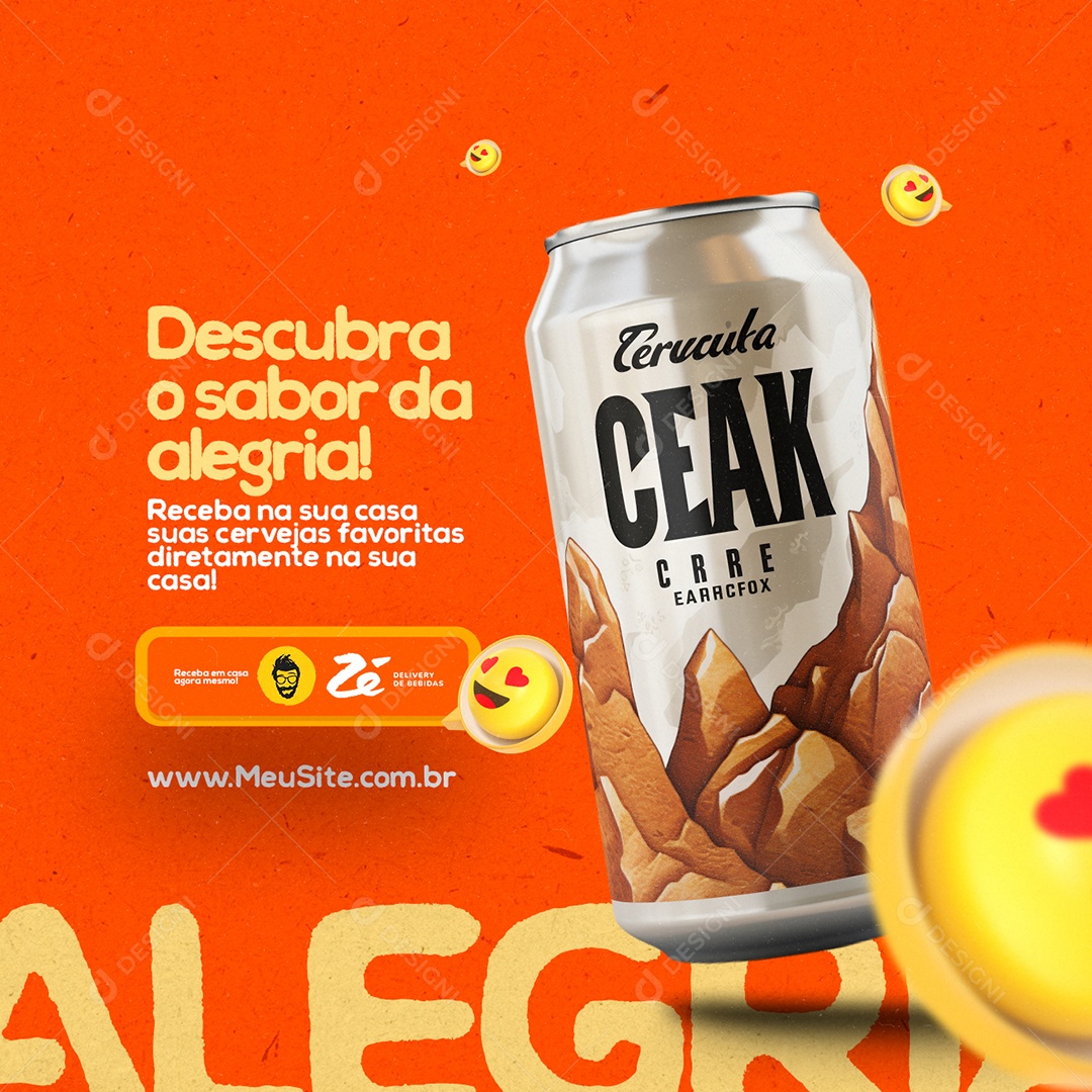 Distribuidora de Bebidas Cerveja Delivery Descubra o sabor da alegria Social Media PSD Editável