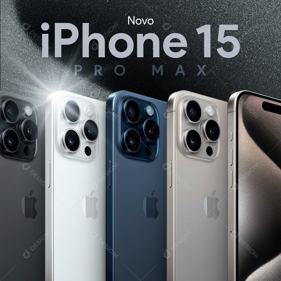 Novo IPhone 15 Pro Max Opções de Cor Social Media PSD Editável