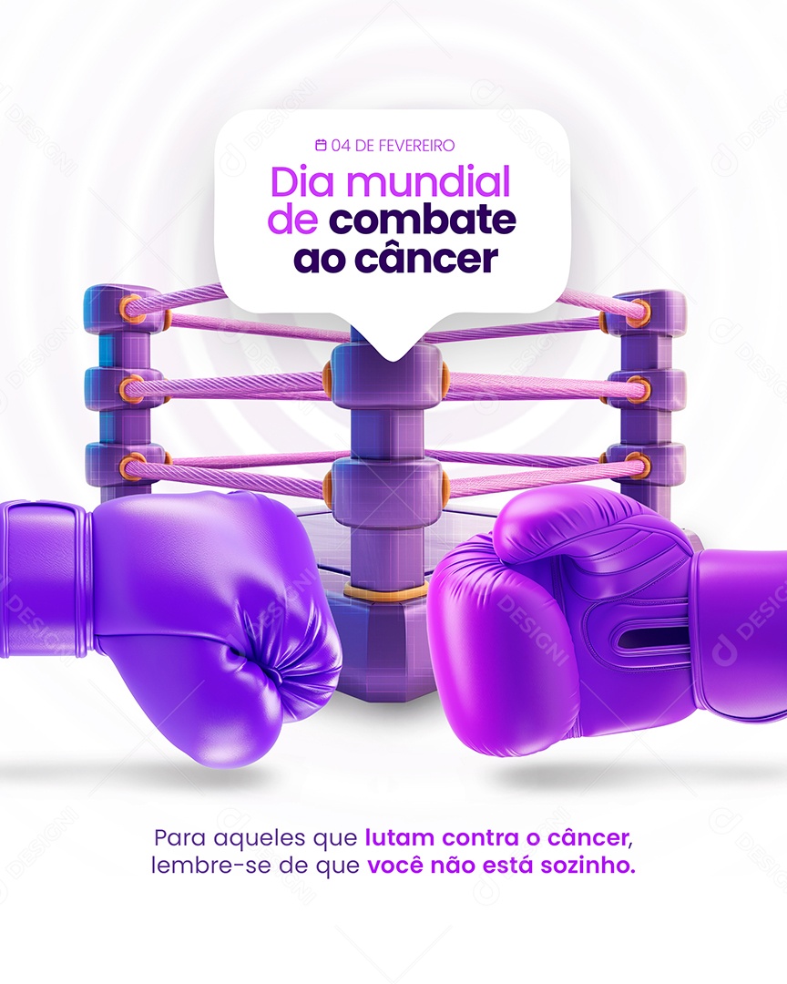 Social Media Dia Mundial De Combate Ao Câncer Fevereiro Roxo PSD Editável
