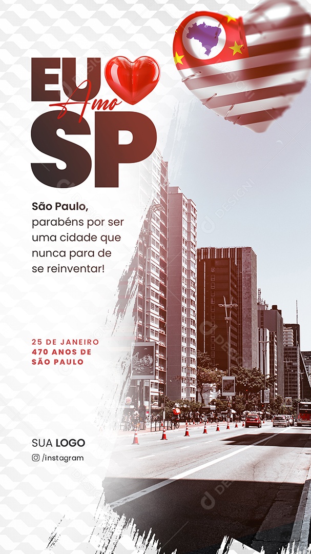 Social Media Story Eu Amo SP 470 Anos PSD Editável