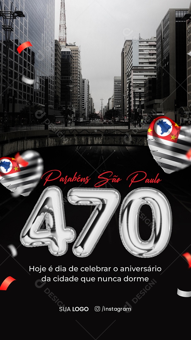 Story Cidade Que Nunca Dorme Parabéns São Paulo Social Media PSD Editável