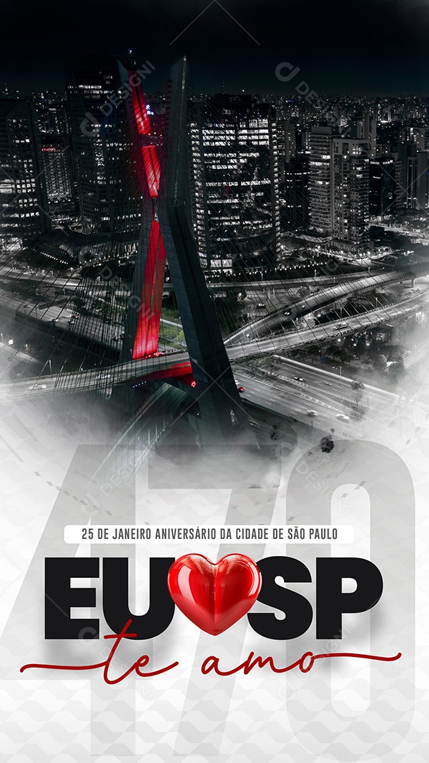 Social Media Story Te Amo SP 25 De Janeiro PSD Editável