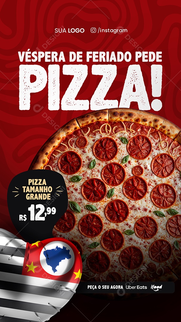 Social Media Story Véspera De Feriado Pede Pizza São Paulo PSD Editável