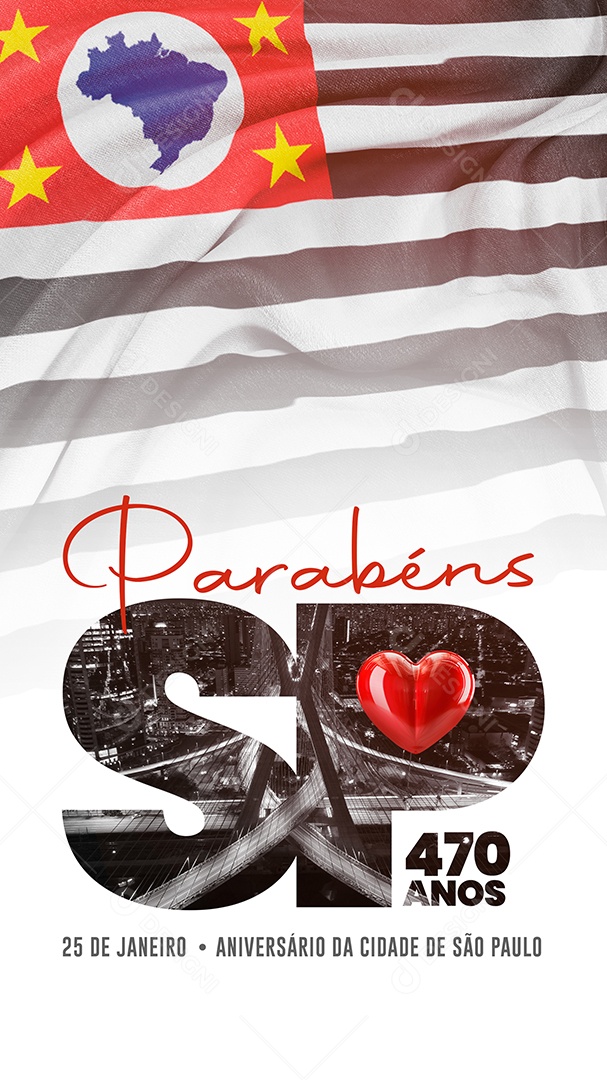 Story Parabéns SP 470 Anos 25 De Janeiro Social Media PSD Editável