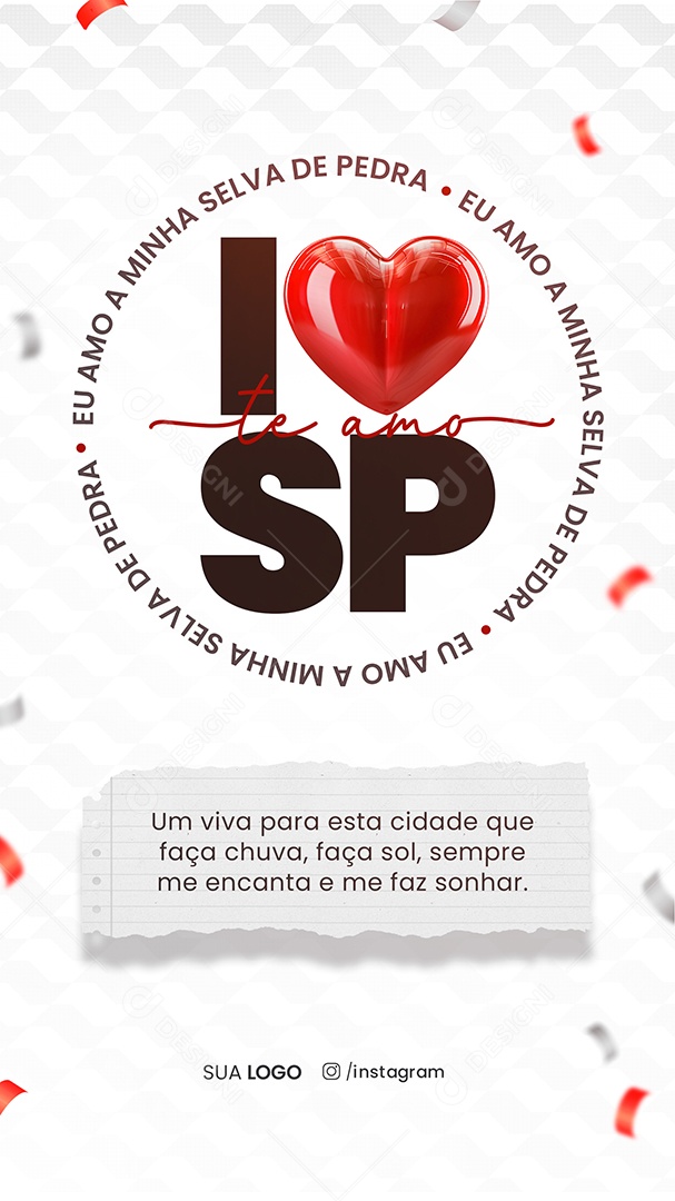 Social Media Story Um Viva Para Esta Cidade Te Amo SP PSD Editável
