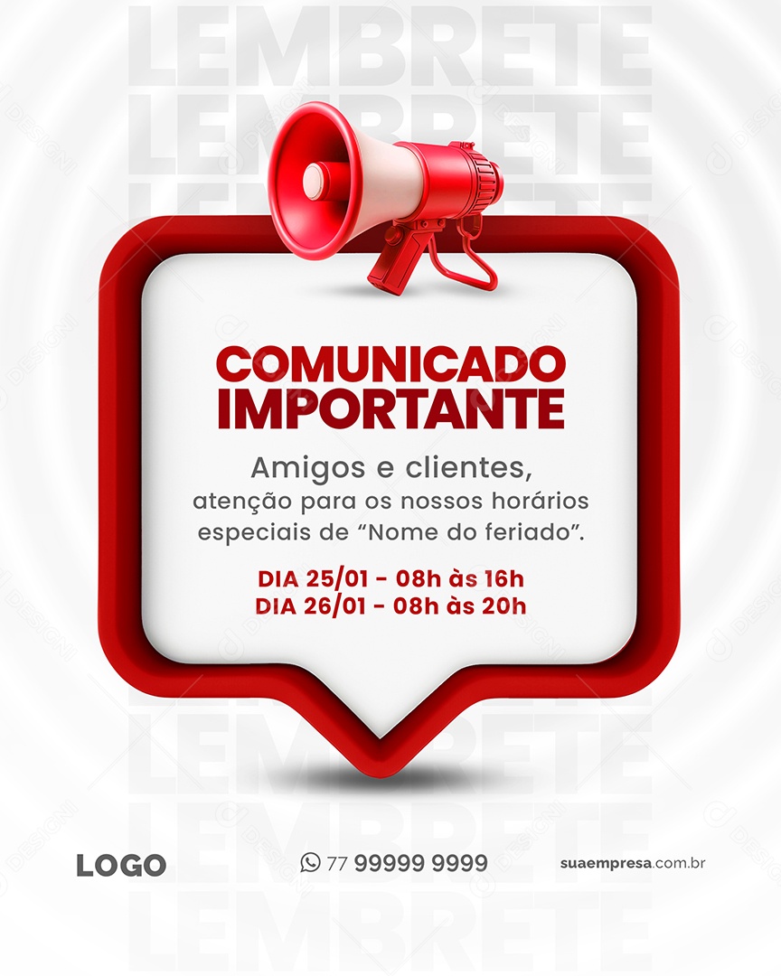 Social Media Story Comunicado Importante Amigos e Clientes PSD Editável