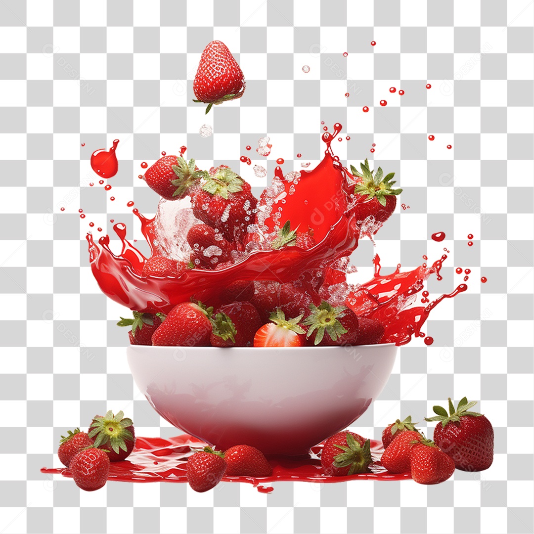 Morangos em Vasilha PNG Transparente