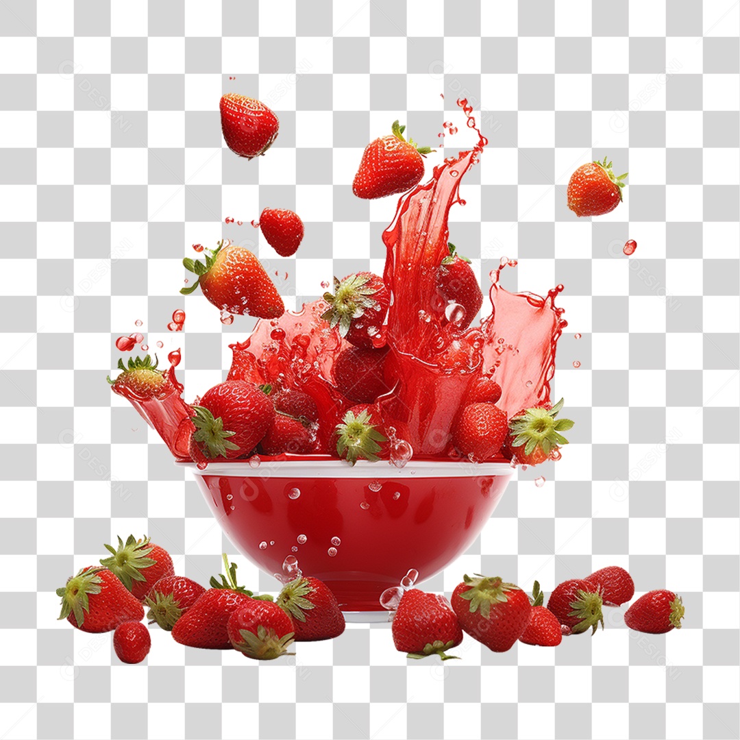 Morangos em Vasilha PNG Transparente