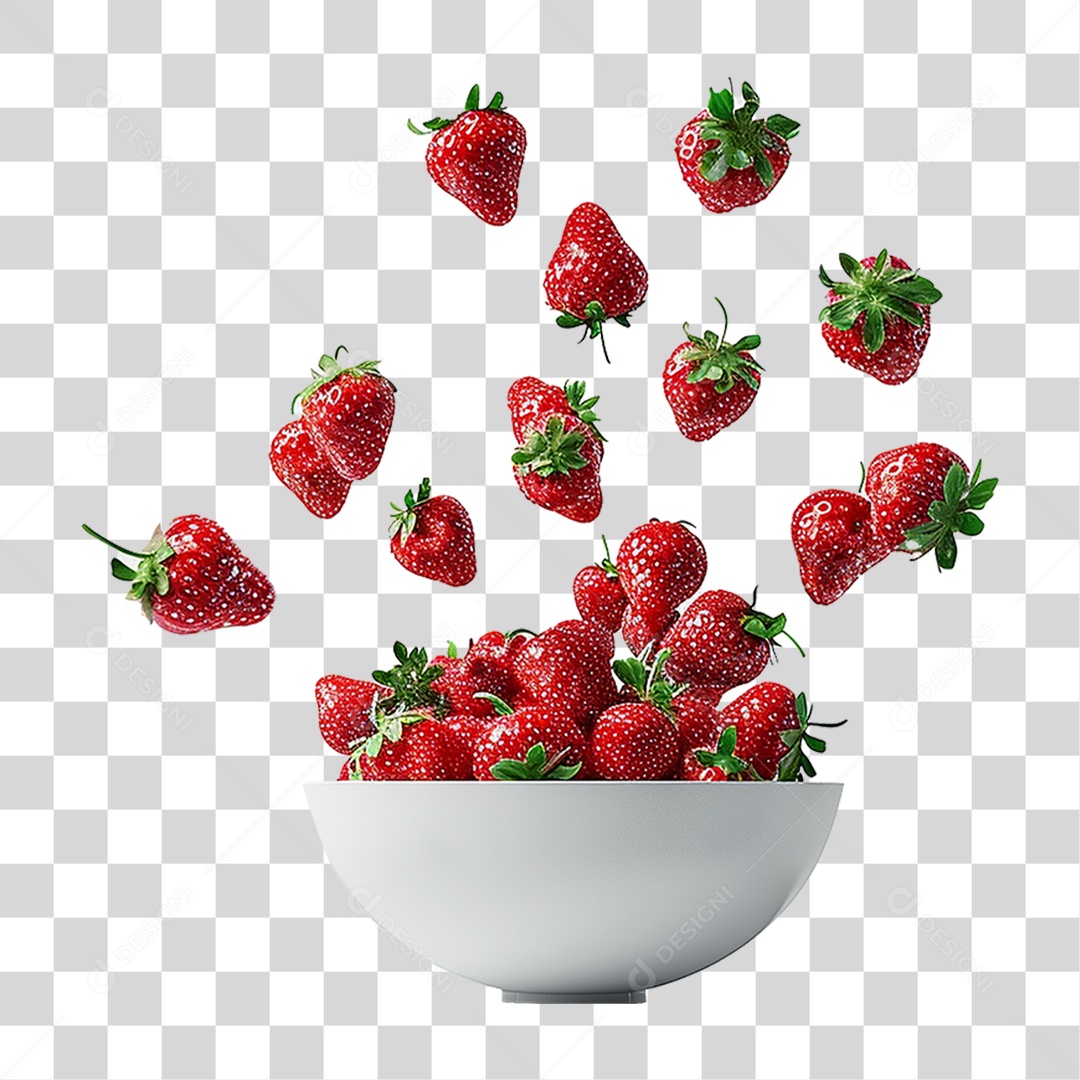 Morangos em Vasilha PNG Transparente