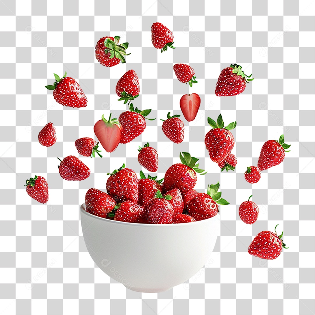 Morangos em Vasilha PNG Transparente