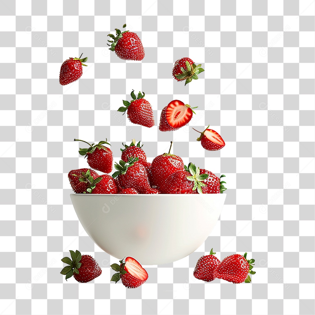 Morangos em Vasilha PNG Transparente