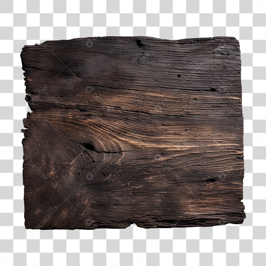 Tábua de Madeira Queimada PNG Transparente