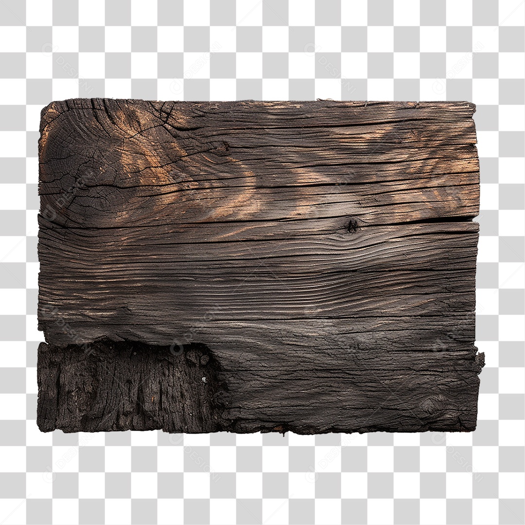 Tábua de Madeira Queimada PNG Transparente