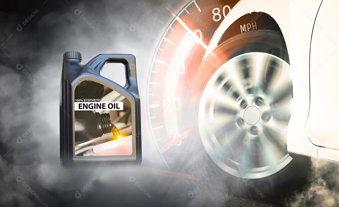 Óleo de motor e velocímetro pneus