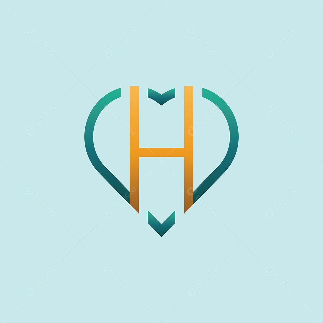 Letra H em Forma de Coração Vetor EPS