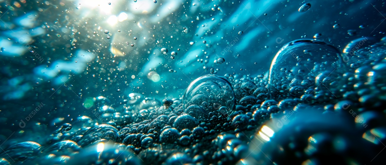 Bolhas no fundo da água azul IA generativa.