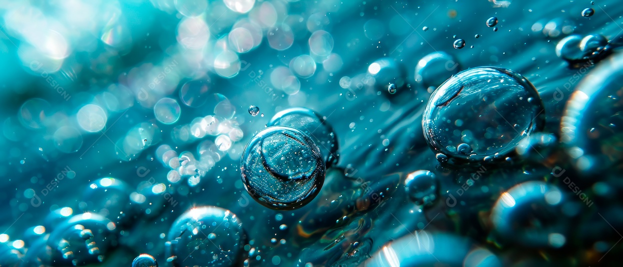 Bolhas no fundo da água azul IA generativa.