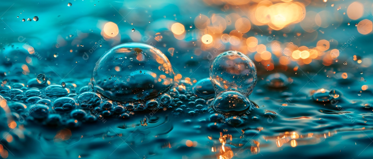 Bolhas no fundo da água azul IA generativa.